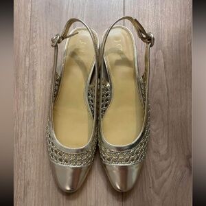 J. Crew Gold Slingbacks